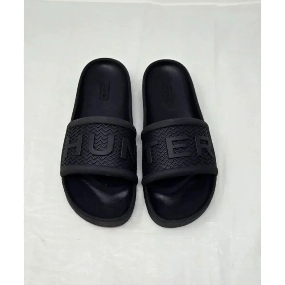 Hunter Men's Bloom Sandals Black Slip On Slide Size 7